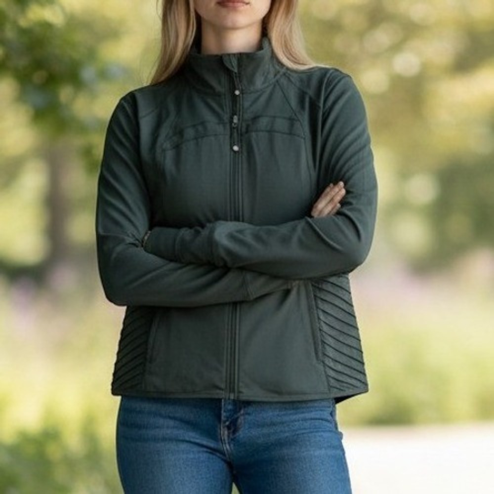 Tangerine Full Zip Jacket XXL Army Green Excellent Moto Pleated Activewear